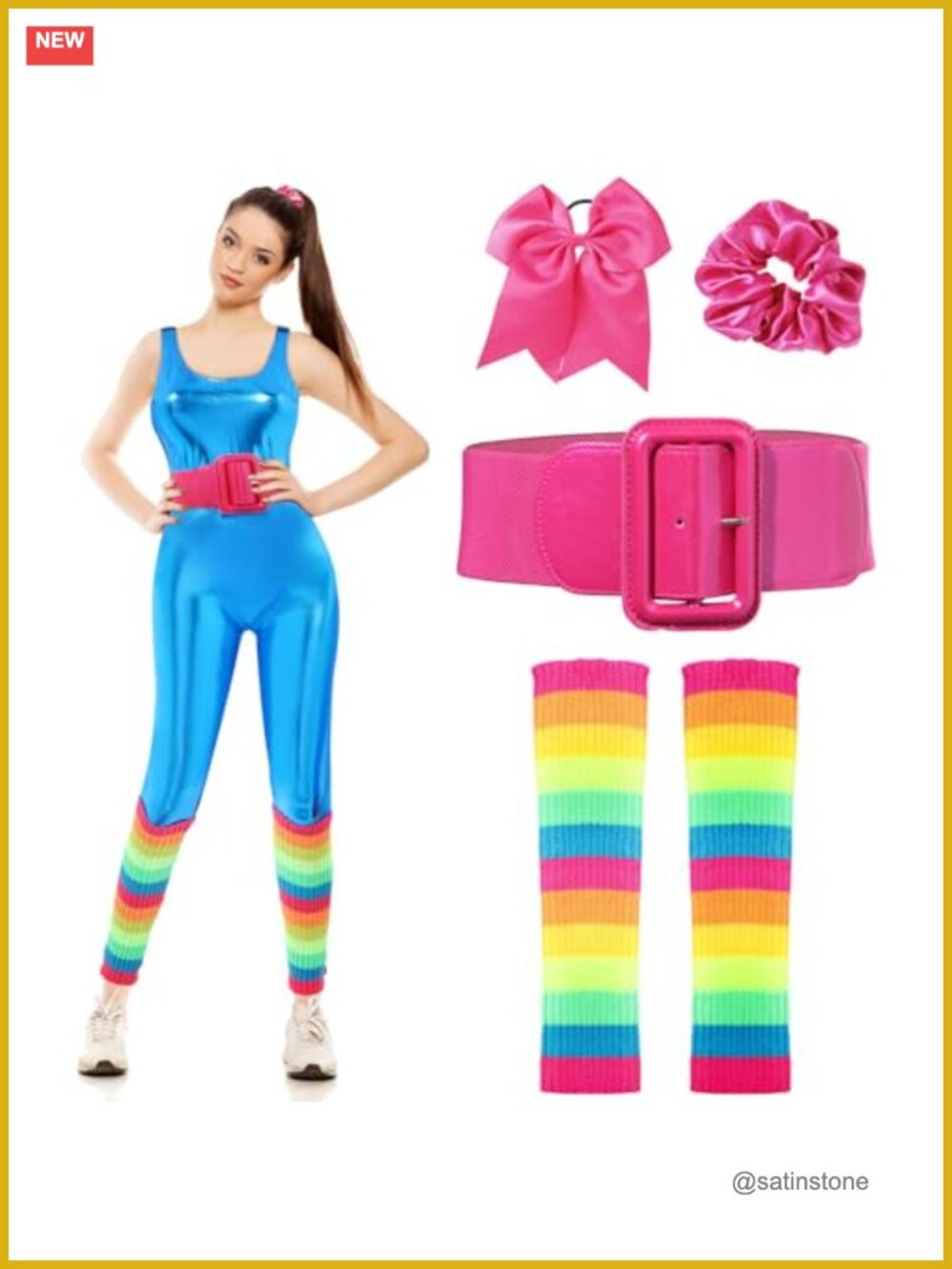80s Workout Costume Set Retro Halloween Dress Up Party Doll Outfit